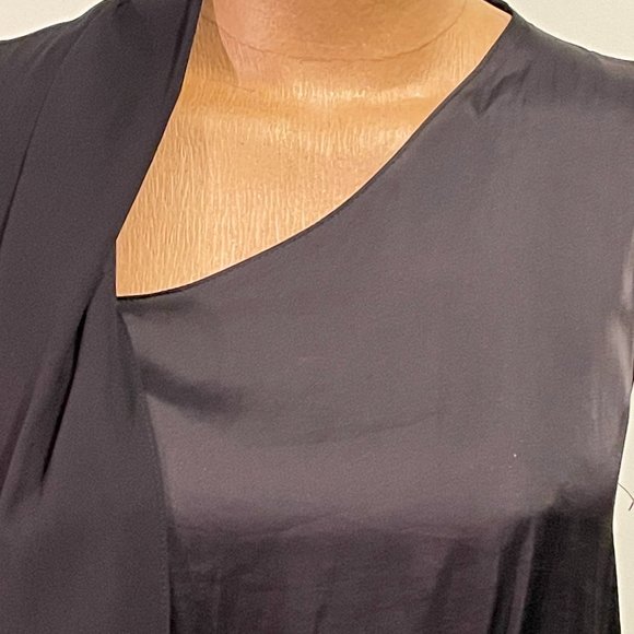 Zara basic - black blouse  with scarf- size large - New - Picture 2 of 6